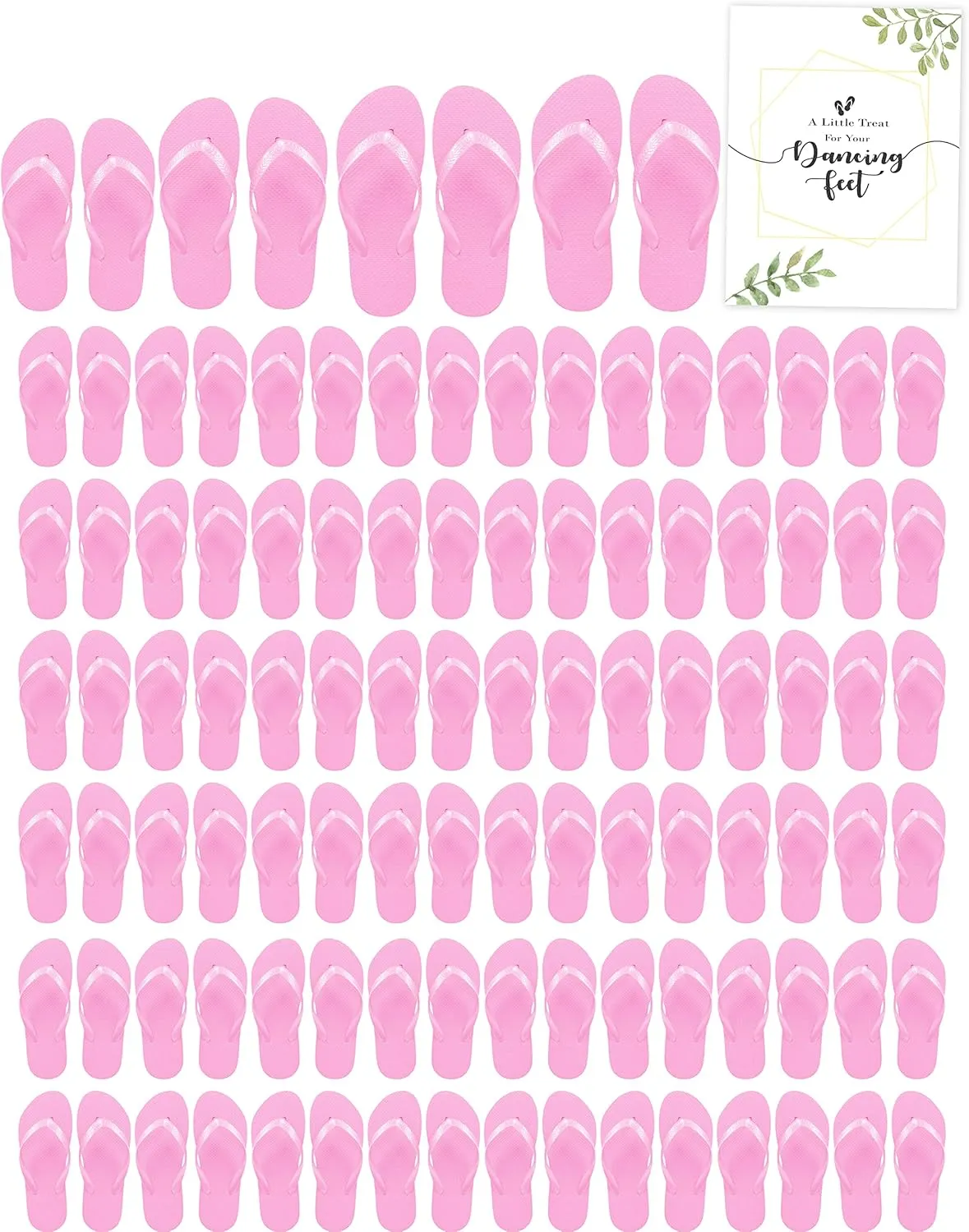 48 Pairs Flip Flops, Includes Sign Bulk Wedding Reception Favor, Beach Pool Party Soft Sole Wholesale Case