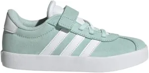 adidas VL Court 3.0 Elastic Lace Sneaker, Halo Mint/White/Black, 2.5 US Unisex Little Kid