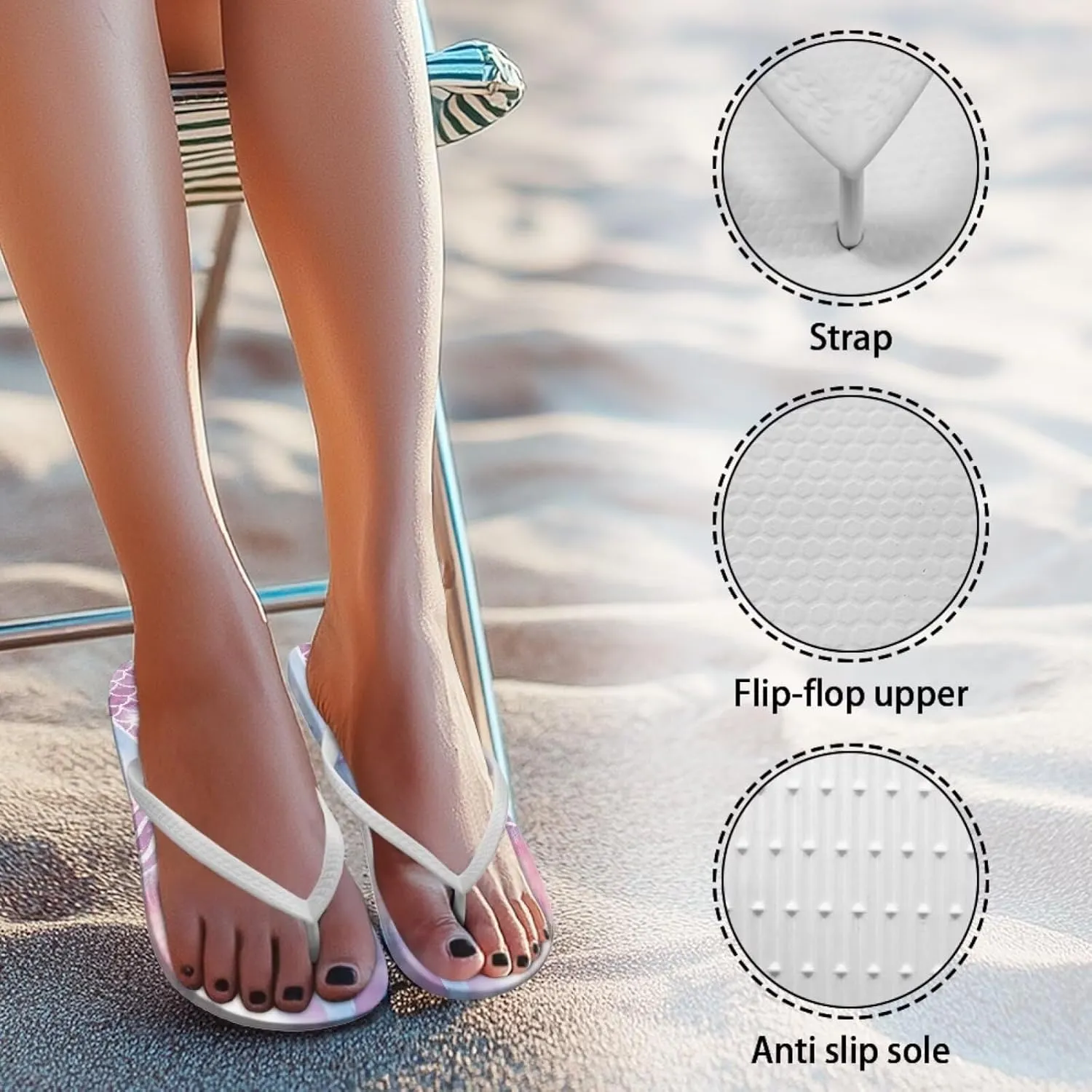 Adorable Animal Prints Flip Flops for Women - Comfortable Walking Sandals, Lightweight Beach Essentials for Hiking & BBQ