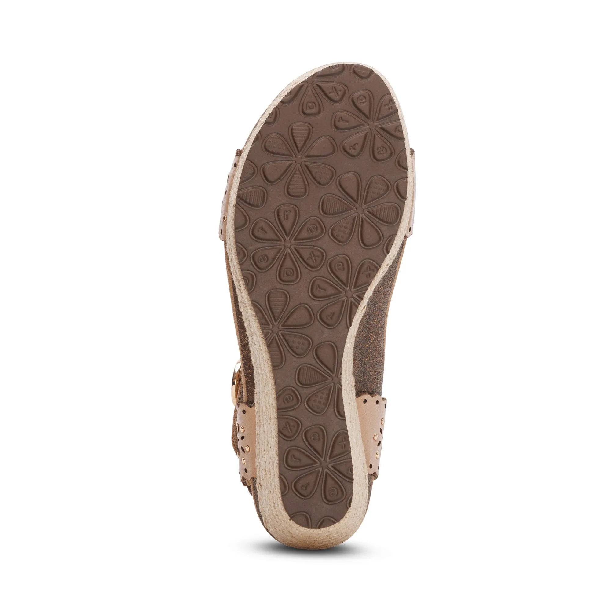 Aetrex Sand Cutout Sydney Quarter Strap Espadrille Wedge Sandals EW778
