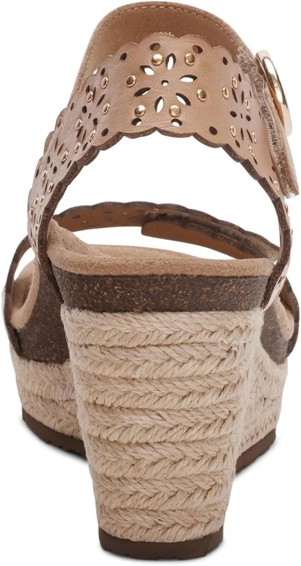 Aetrex Women's Sydney Orthopedic Quarter Ankle Strap Espadrille Wedge Sandals