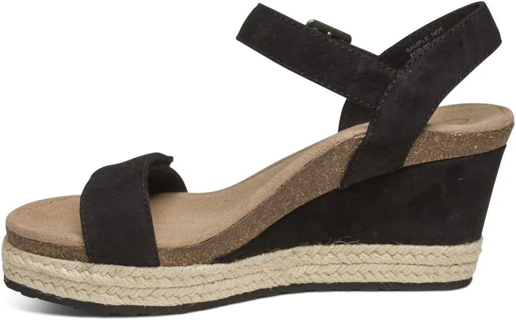 Aetrex Women's Sydney Orthopedic Quarter Ankle Strap Espadrille Wedge Sandals