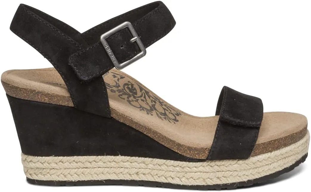 Aetrex Women's Sydney Orthopedic Quarter Ankle Strap Espadrille Wedge Sandals