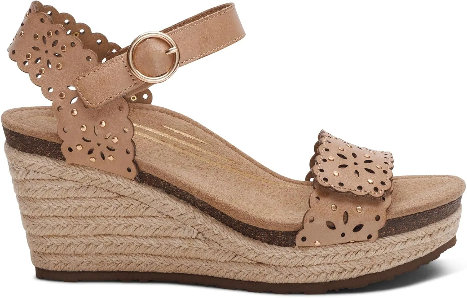 Aetrex Women's Sydney Orthopedic Quarter Ankle Strap Espadrille Wedge Sandals