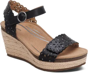 Aetrex Women's Sydney Orthopedic Quarter Ankle Strap Espadrille Wedge Sandals