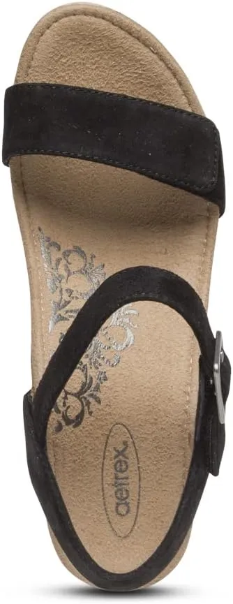 Aetrex Women's Sydney Orthopedic Quarter Ankle Strap Espadrille Wedge Sandals