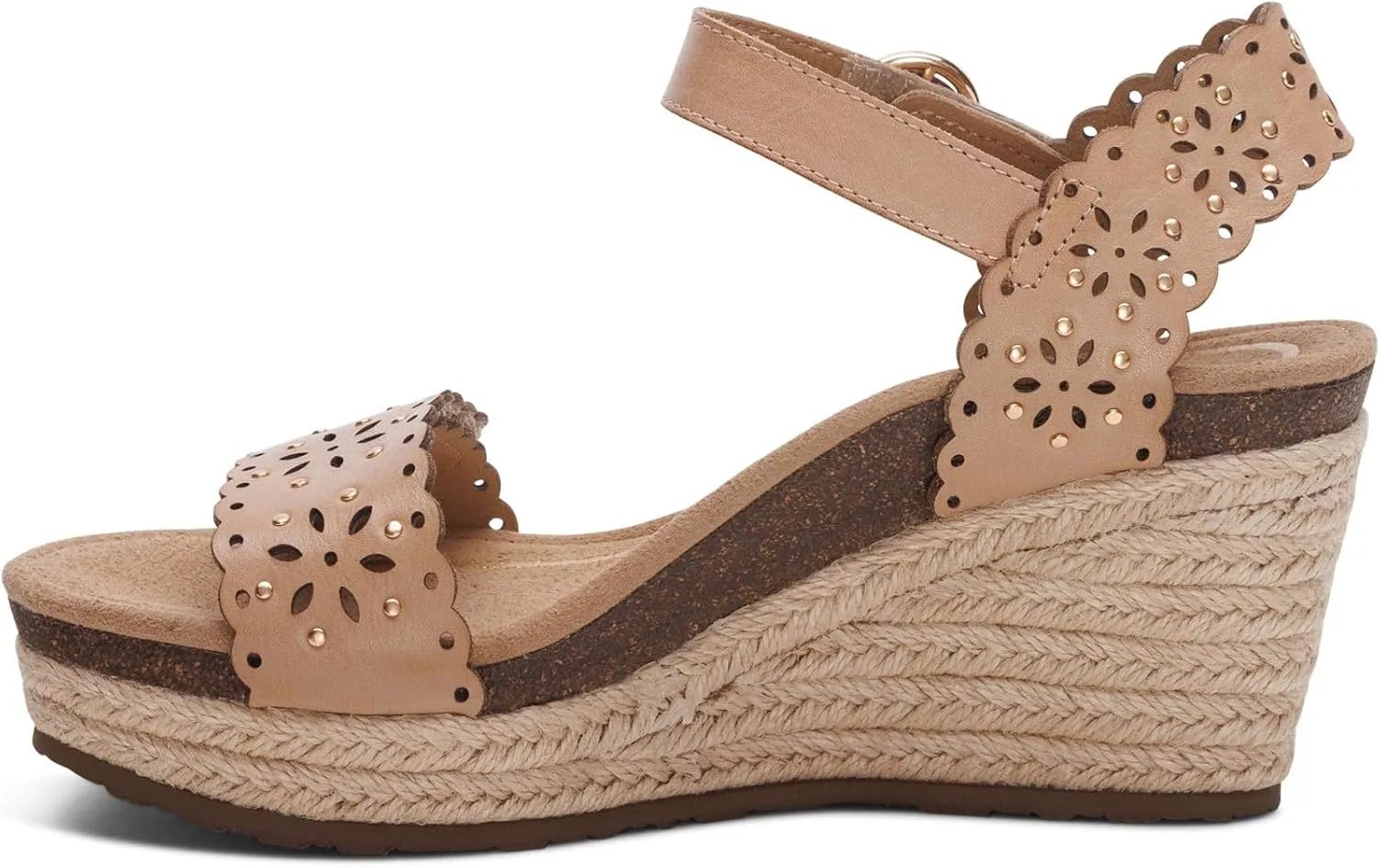 Aetrex Women's Sydney Orthopedic Quarter Ankle Strap Espadrille Wedge Sandals