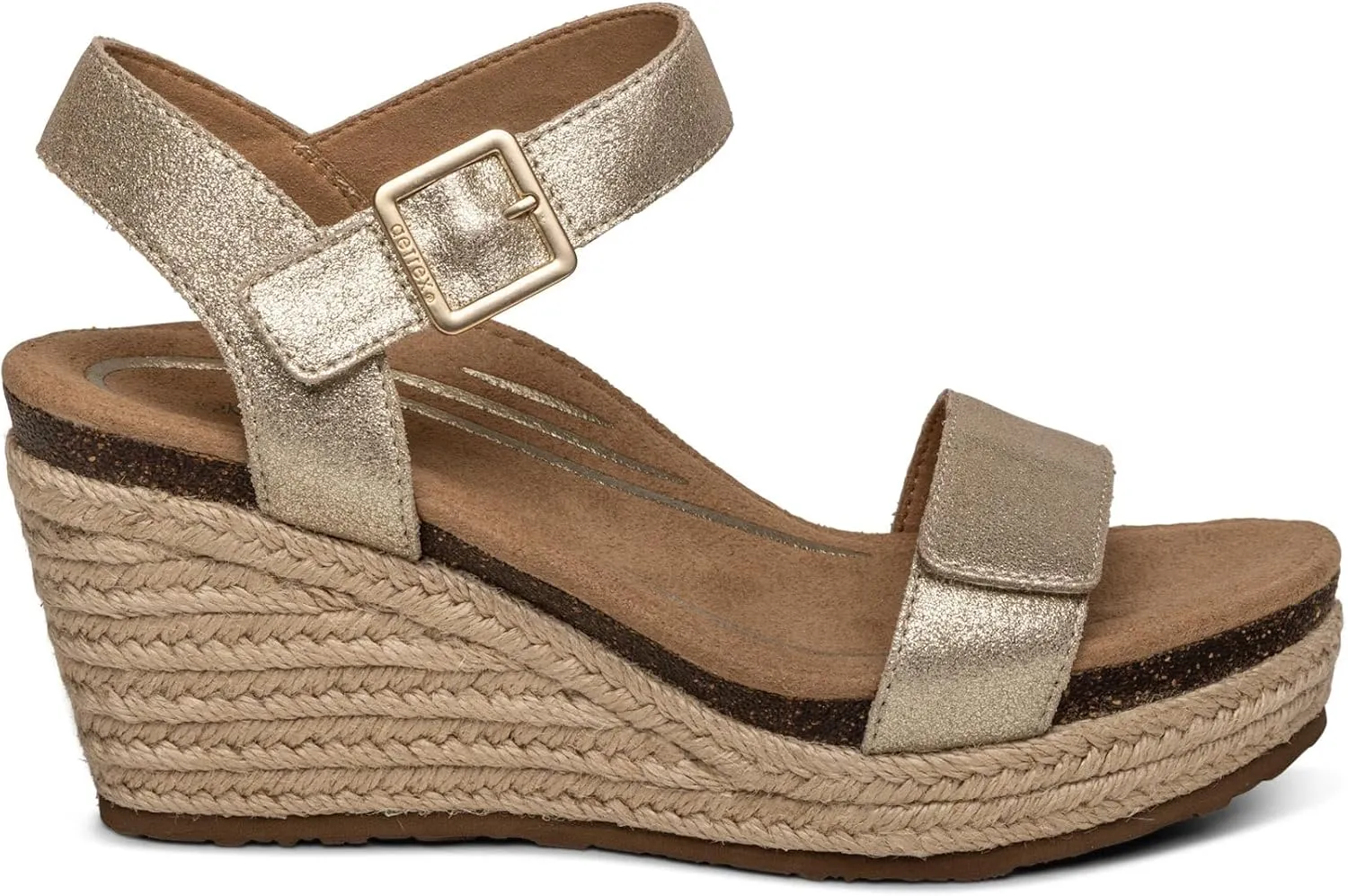 Aetrex Women's Sydney Orthopedic Quarter Ankle Strap Espadrille Wedge Sandals
