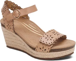 Aetrex Women's Sydney Orthopedic Quarter Ankle Strap Espadrille Wedge Sandals