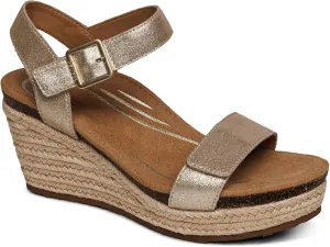 Aetrex Women's Sydney Orthopedic Quarter Ankle Strap Espadrille Wedge Sandals
