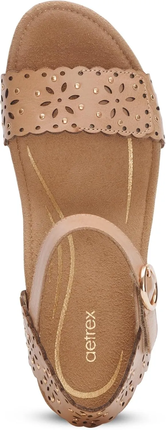 Aetrex Women's Sydney Orthopedic Quarter Ankle Strap Espadrille Wedge Sandals