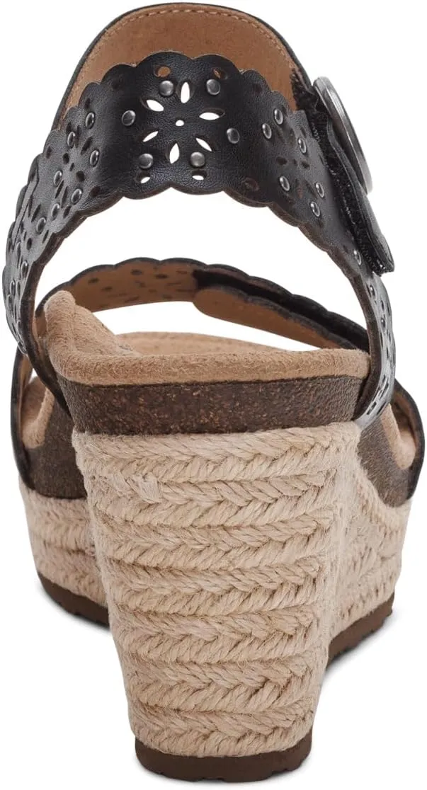 Aetrex Women's Sydney Orthopedic Quarter Ankle Strap Espadrille Wedge Sandals