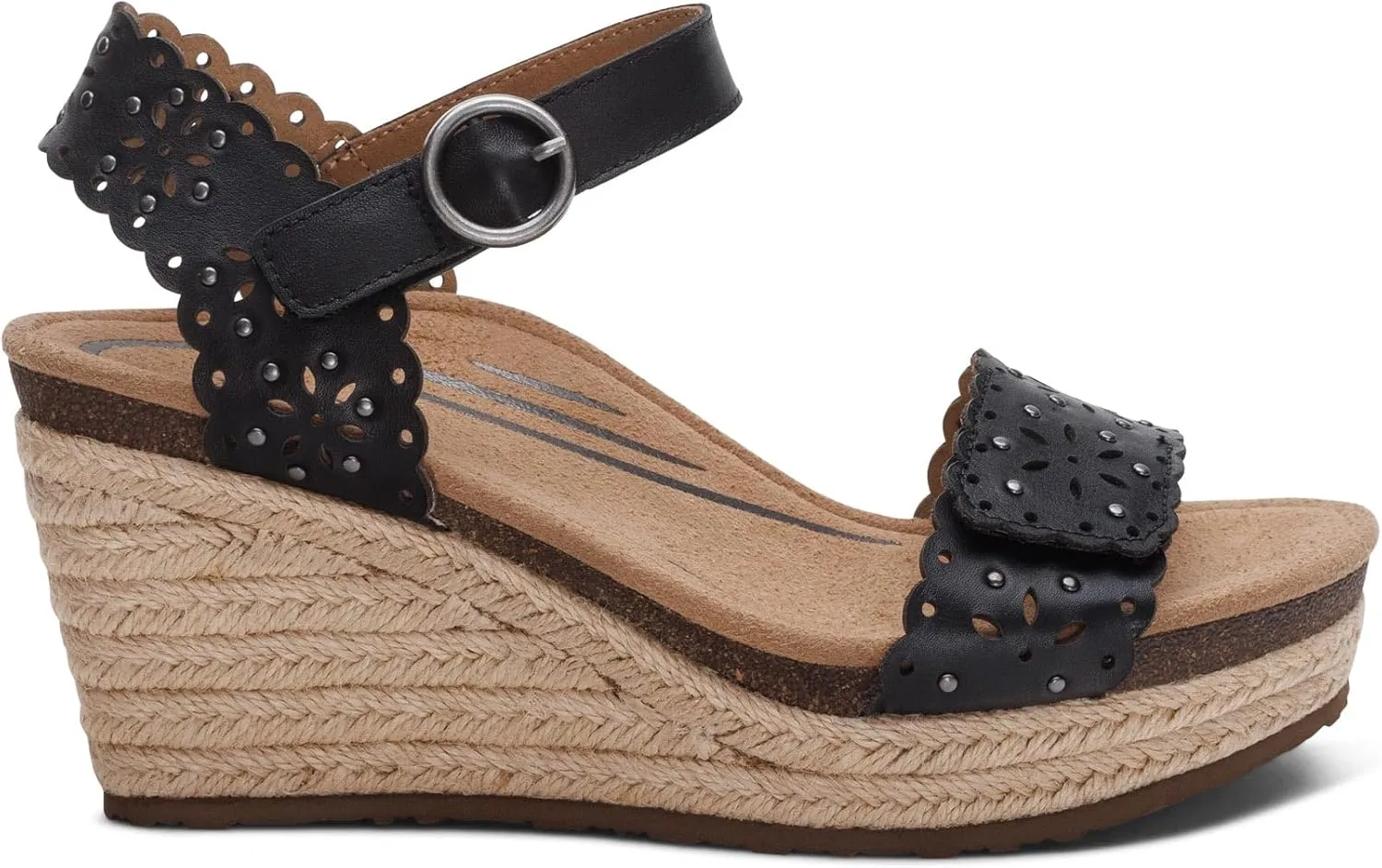 Aetrex Women's Sydney Orthopedic Quarter Ankle Strap Espadrille Wedge Sandals