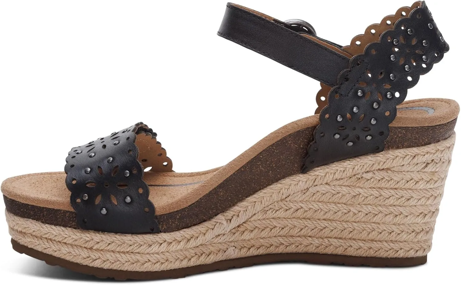 Aetrex Women's Sydney Orthopedic Quarter Ankle Strap Espadrille Wedge Sandals