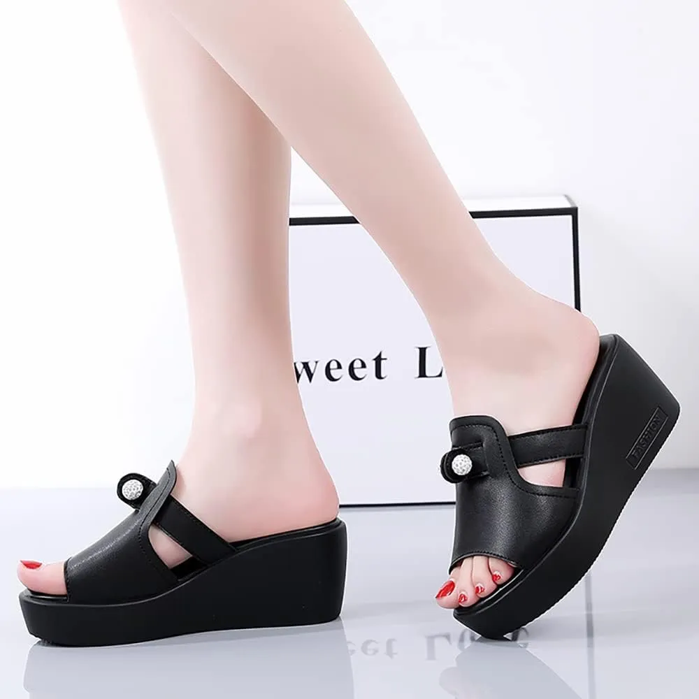 ailishabroy Women Slip on Espadrille Sandals Wedges Slides Sandals Flatform Open Toe