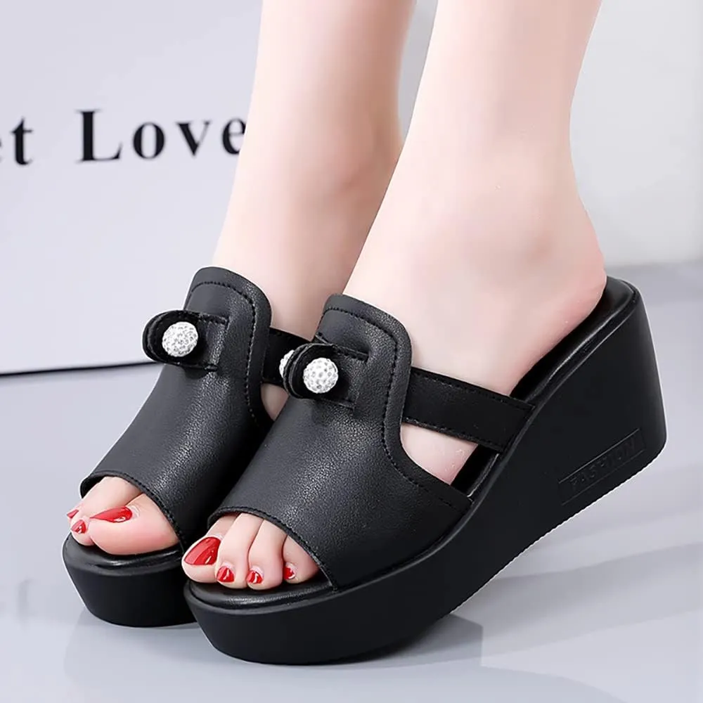 ailishabroy Women Slip on Espadrille Sandals Wedges Slides Sandals Flatform Open Toe