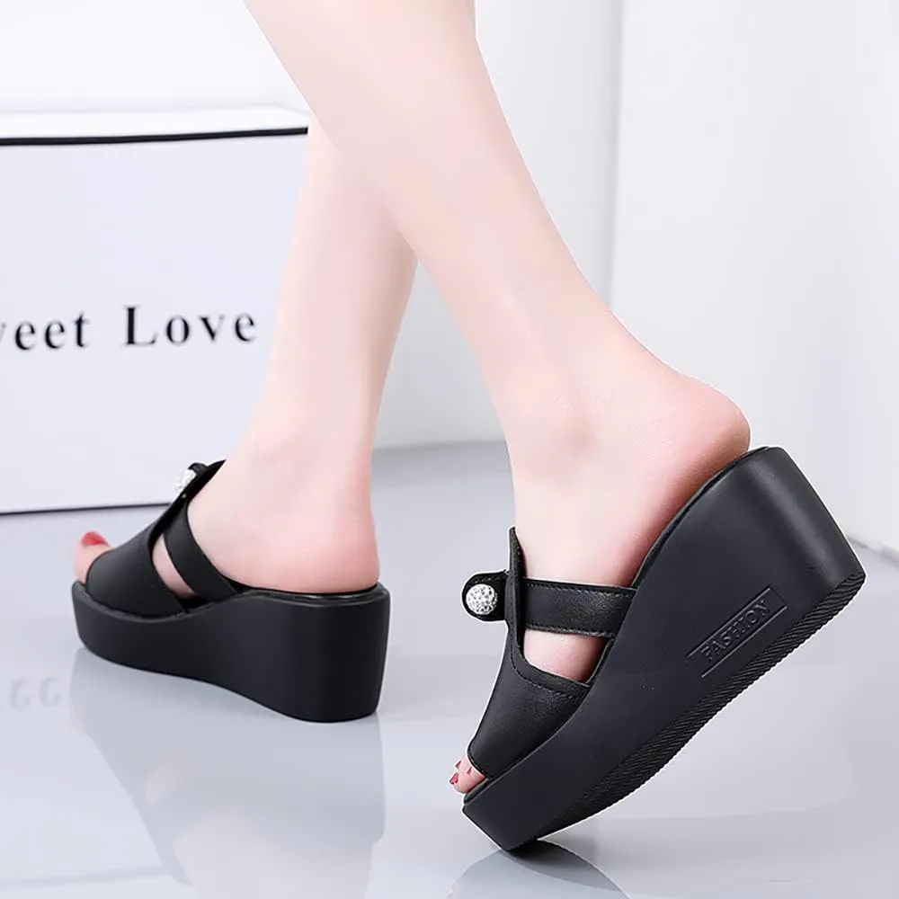 ailishabroy Women Slip on Espadrille Sandals Wedges Slides Sandals Flatform Open Toe