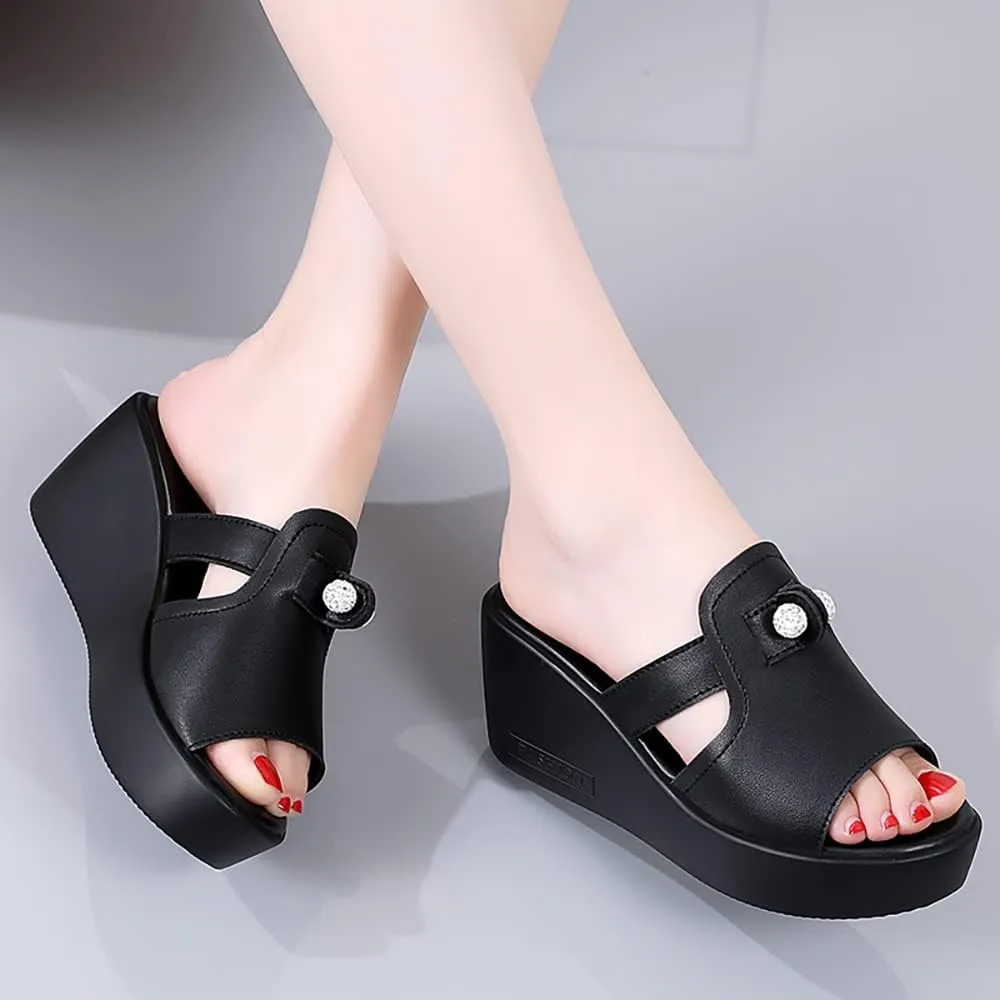 ailishabroy Women Slip on Espadrille Sandals Wedges Slides Sandals Flatform Open Toe