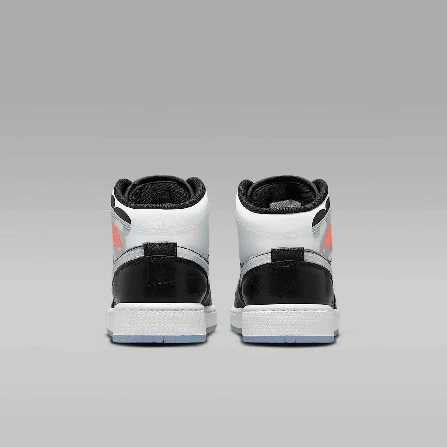 Air Jordan 1 Mid Sneaker School Big Kids' Shoes (HF3210-001, Black/Total Crimson/White/Ice Blue)