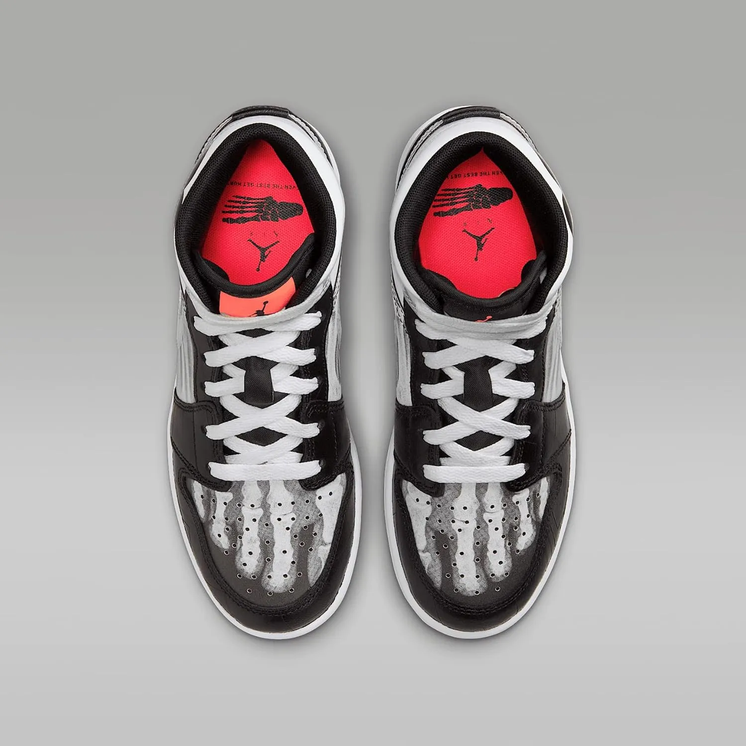Air Jordan 1 Mid Sneaker School Big Kids' Shoes (HF3210-001, Black/Total Crimson/White/Ice Blue)