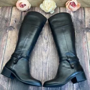 Alfani Black Leather Berniee Knee Boots 6M