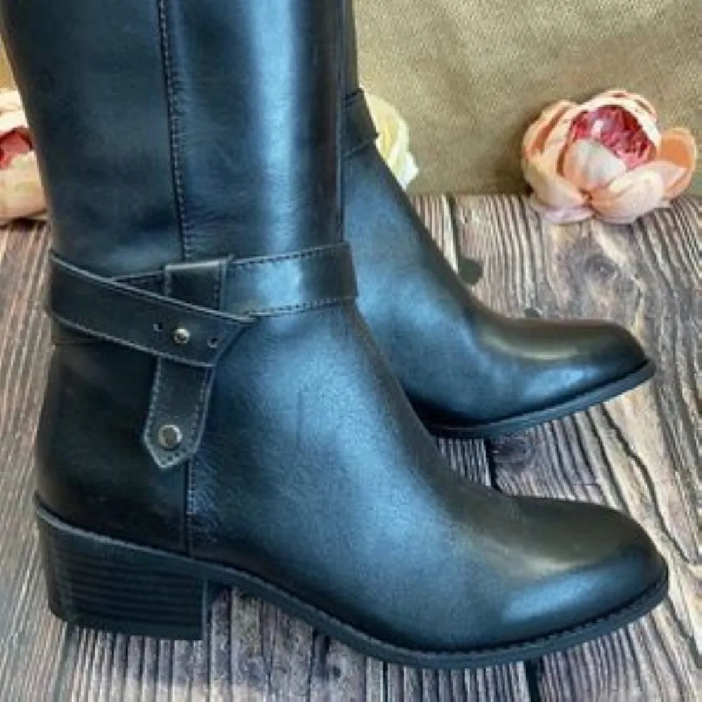 Alfani Black Leather Berniee Knee Boots 6M