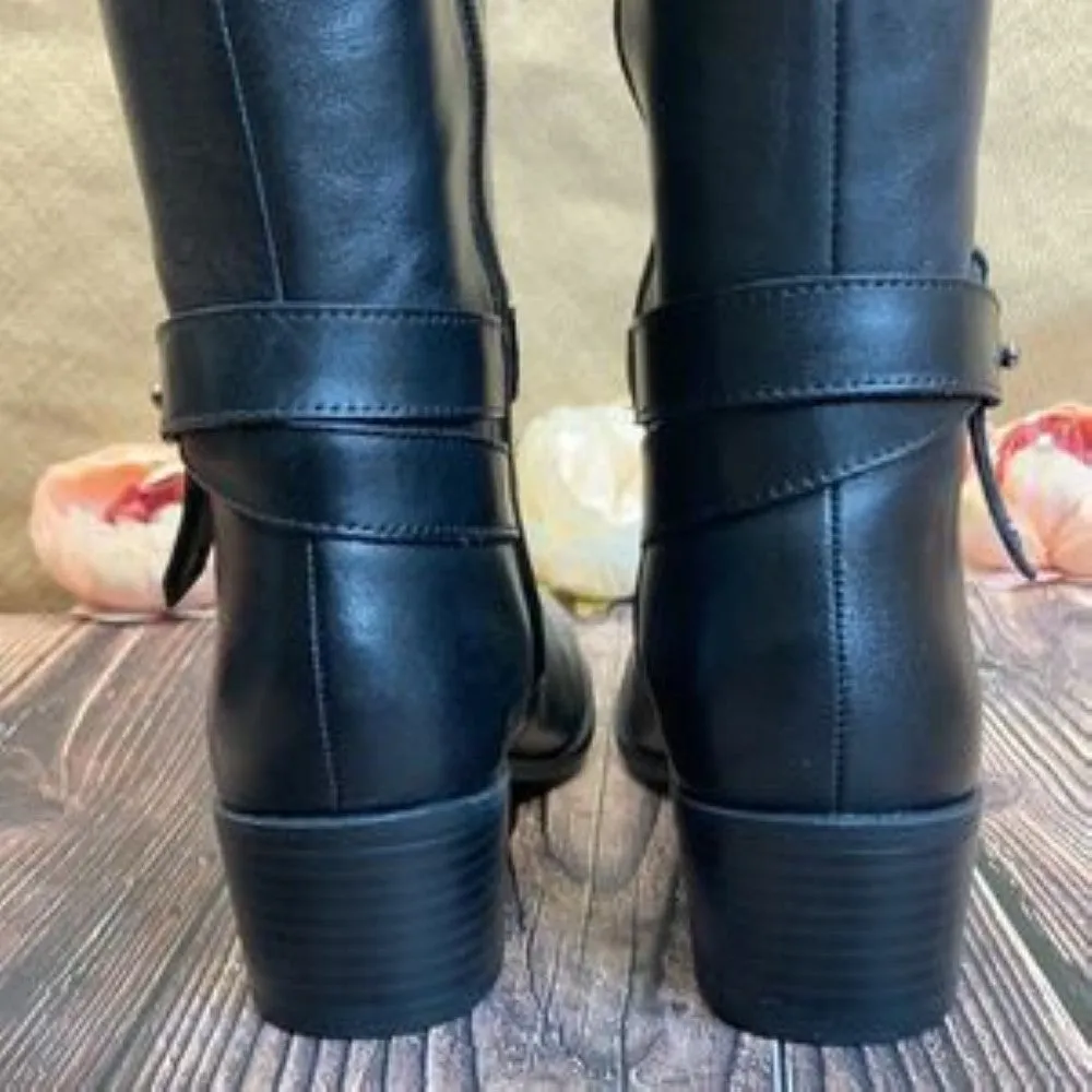 Alfani Black Leather Berniee Knee Boots 6M