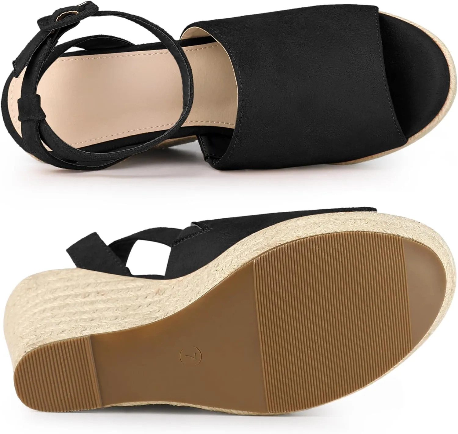 Allegra K Women's Espadrille Platform Slingback Wedges Heels Sandals