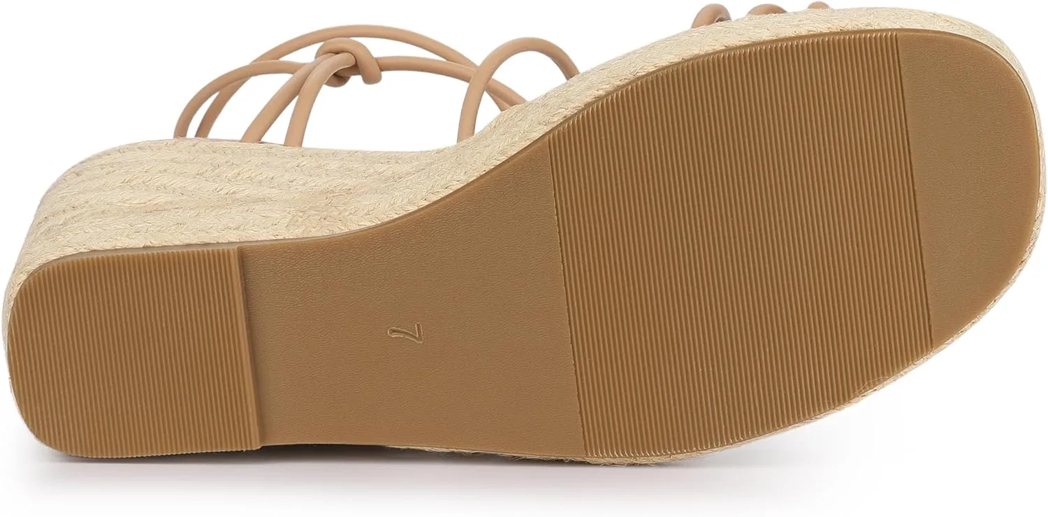 Allegra K Women's Platform Espadrille Wedge Heel Slingback Strappy Sandals