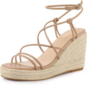 Allegra K Women's Platform Espadrille Wedge Heel Slingback Strappy Sandals