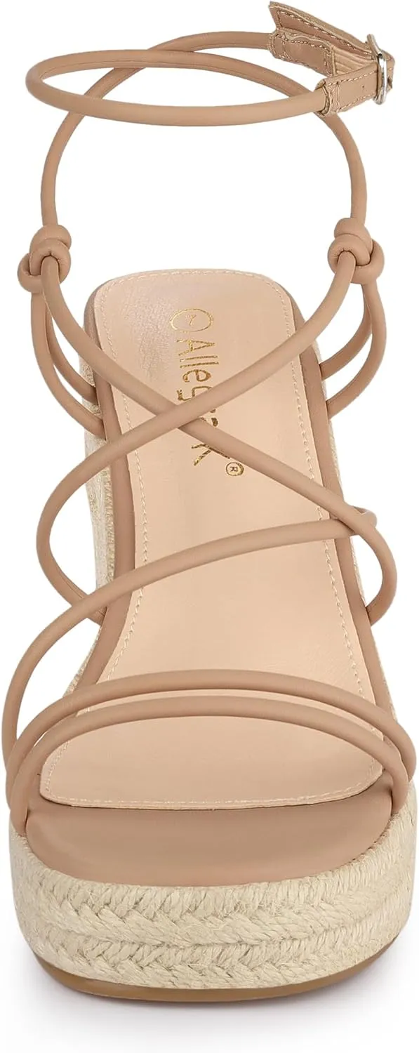 Allegra K Women's Platform Espadrille Wedge Heel Slingback Strappy Sandals