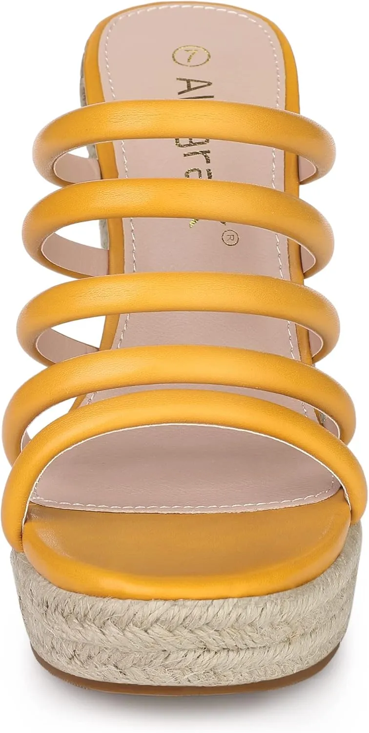 Allegra K Women's Platform Espadrille Wedge Strappy Straps Slides Wedges