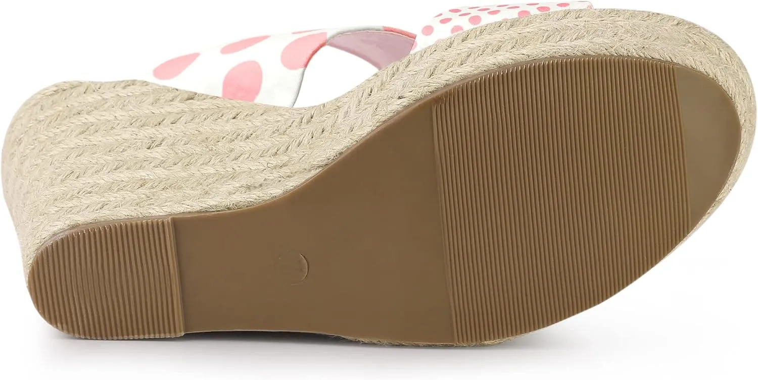 Allegra K Women's Platform Polka Dots Heel Espadrille Wedge Sandals