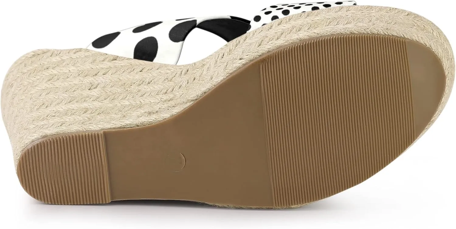 Allegra K Women's Platform Polka Dots Heel Espadrille Wedge Sandals