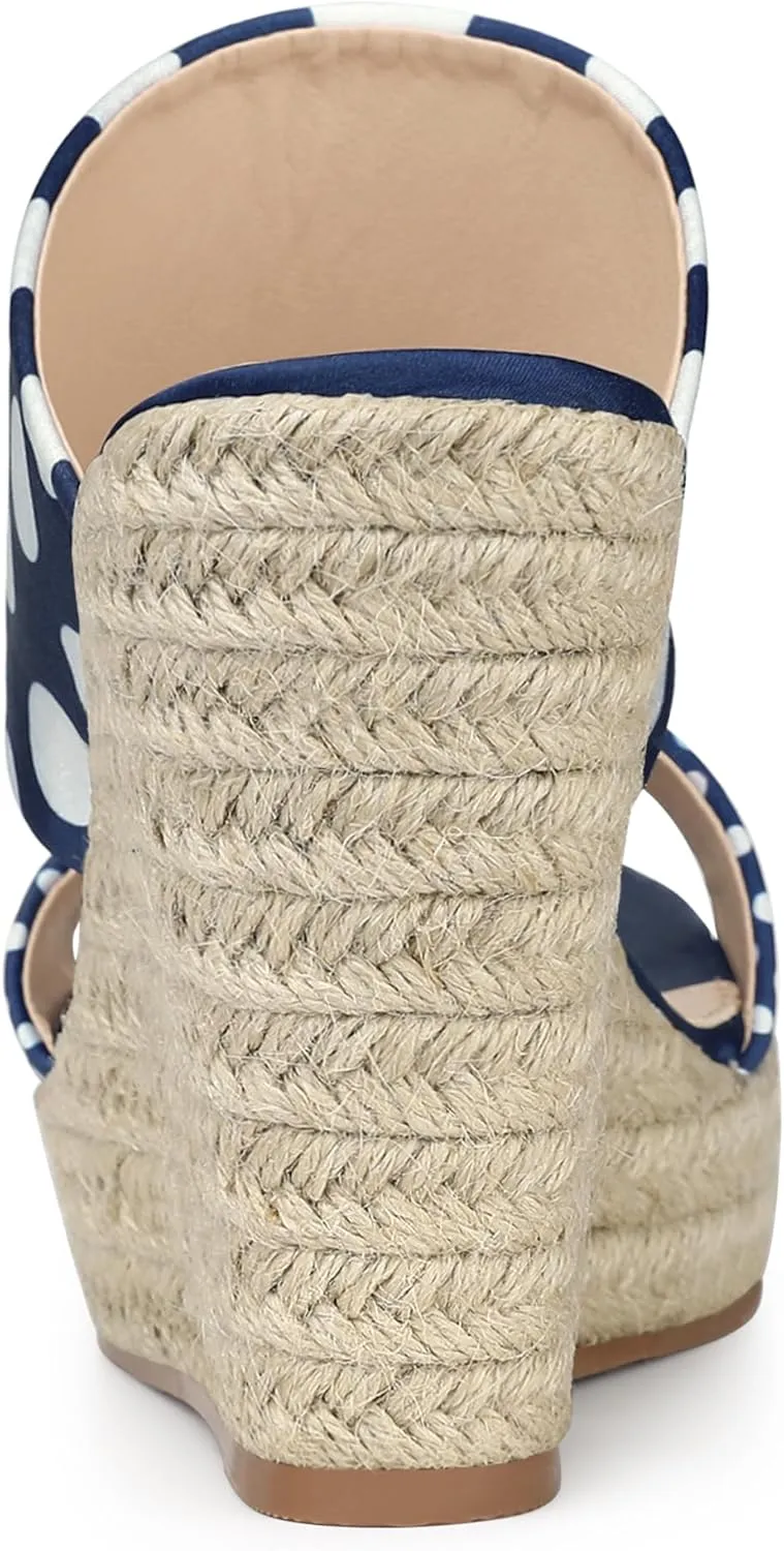 Allegra K Women's Platform Polka Dots Heel Espadrille Wedge Sandals