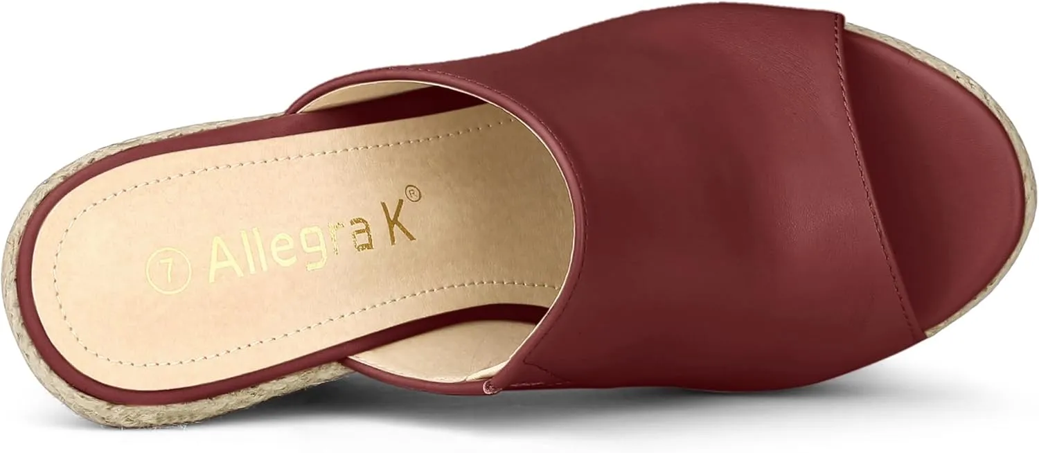 Allegra K Women's Slip on Platform Sandals Espadrilles Wedges Slides Mules