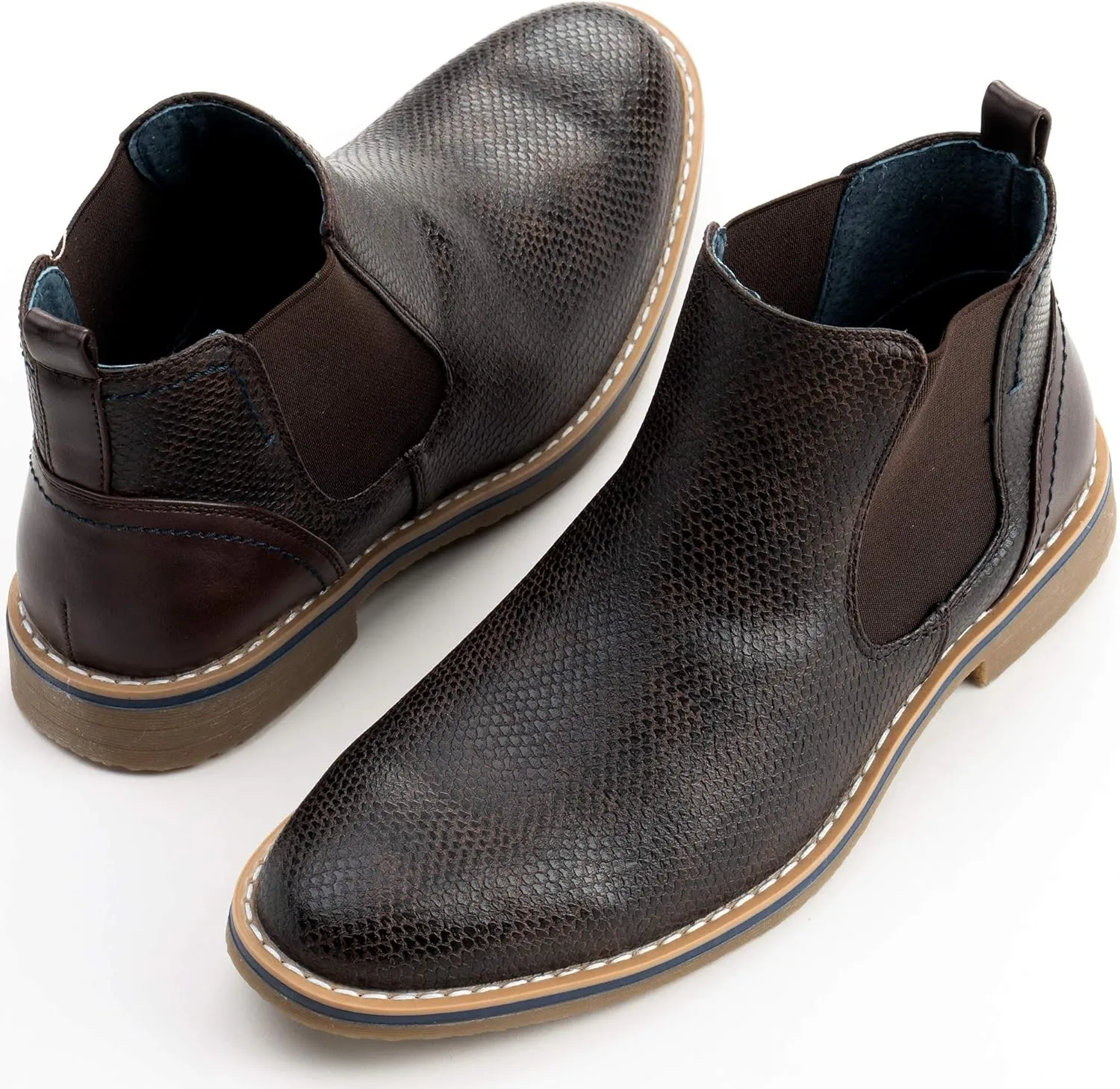 Alpine Swiss Mens Nash Chelsea Boots Snakeskin Ankle Boot Genuine Leather Lined