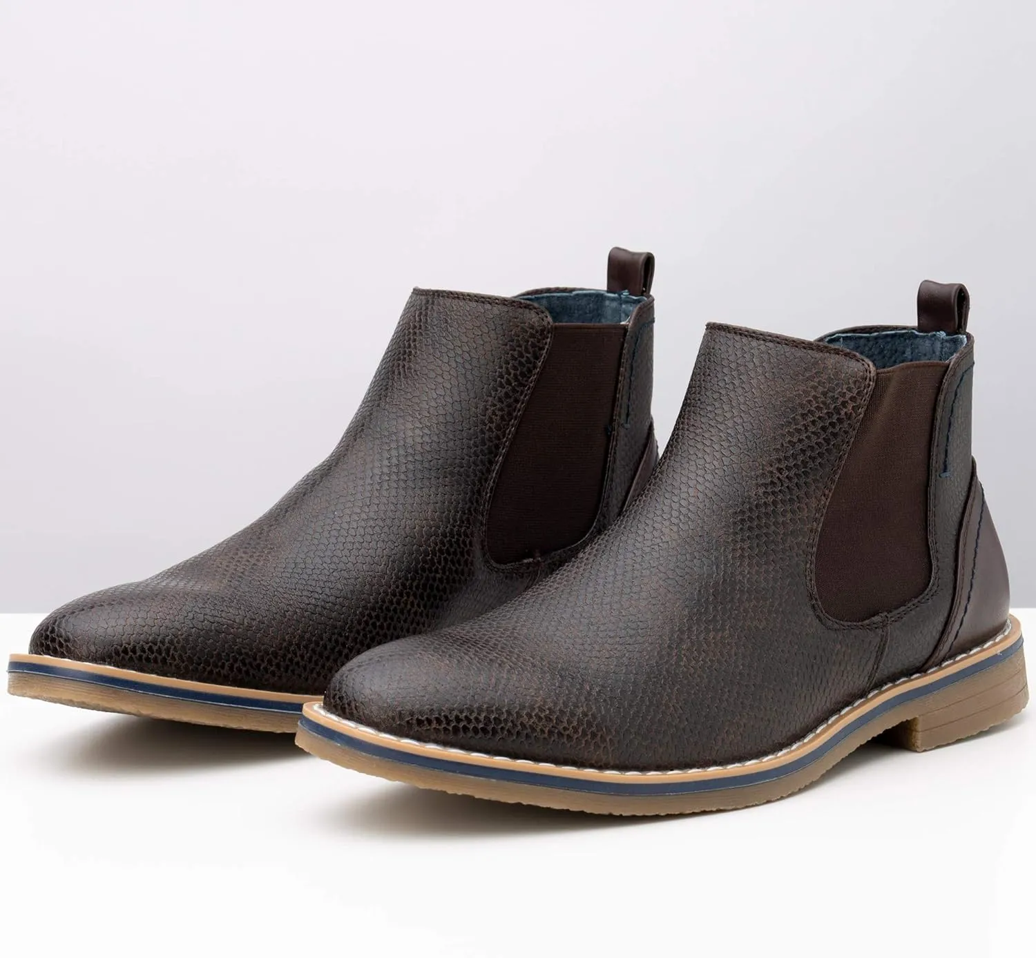 Alpine Swiss Mens Nash Chelsea Boots Snakeskin Ankle Boot Genuine Leather Lined