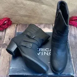 American Living Black Leather Booties 8B