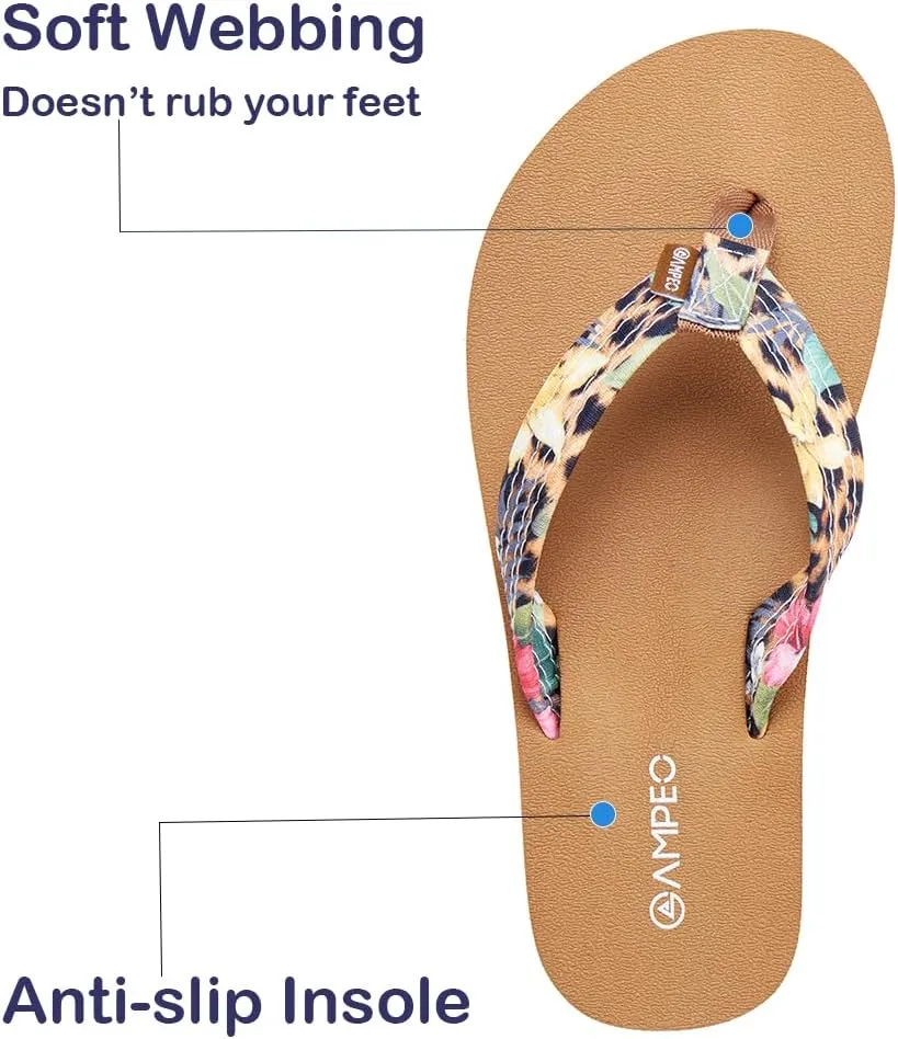 Ampeo Women's Arch Support Flip Flops Comfortable Casual Summer Beach Thong Sandals