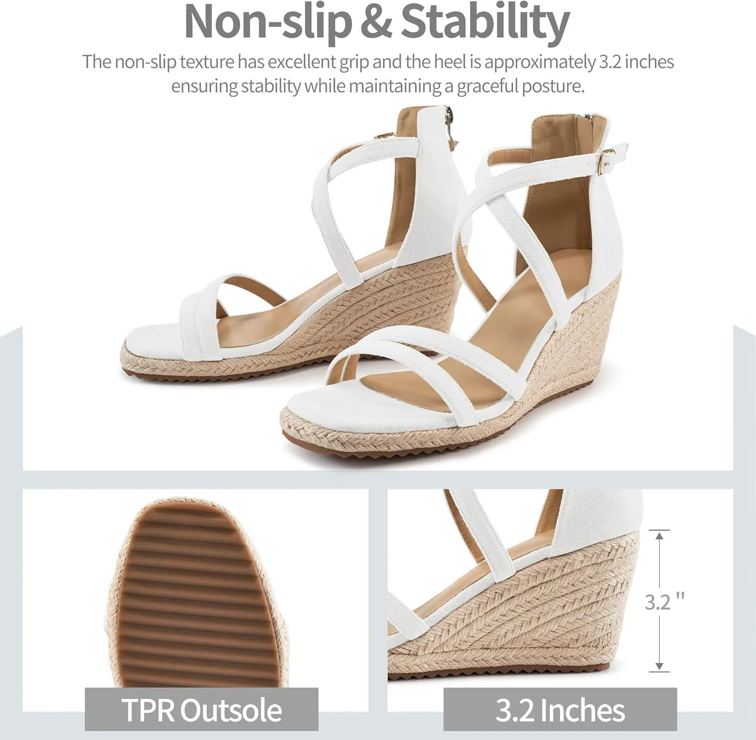 Aomigoct Wedge Sandals for Women Dressy - Suede Platform Wedges for Party - Fashion Ladies Open Toe Summer Espadrille Shoes