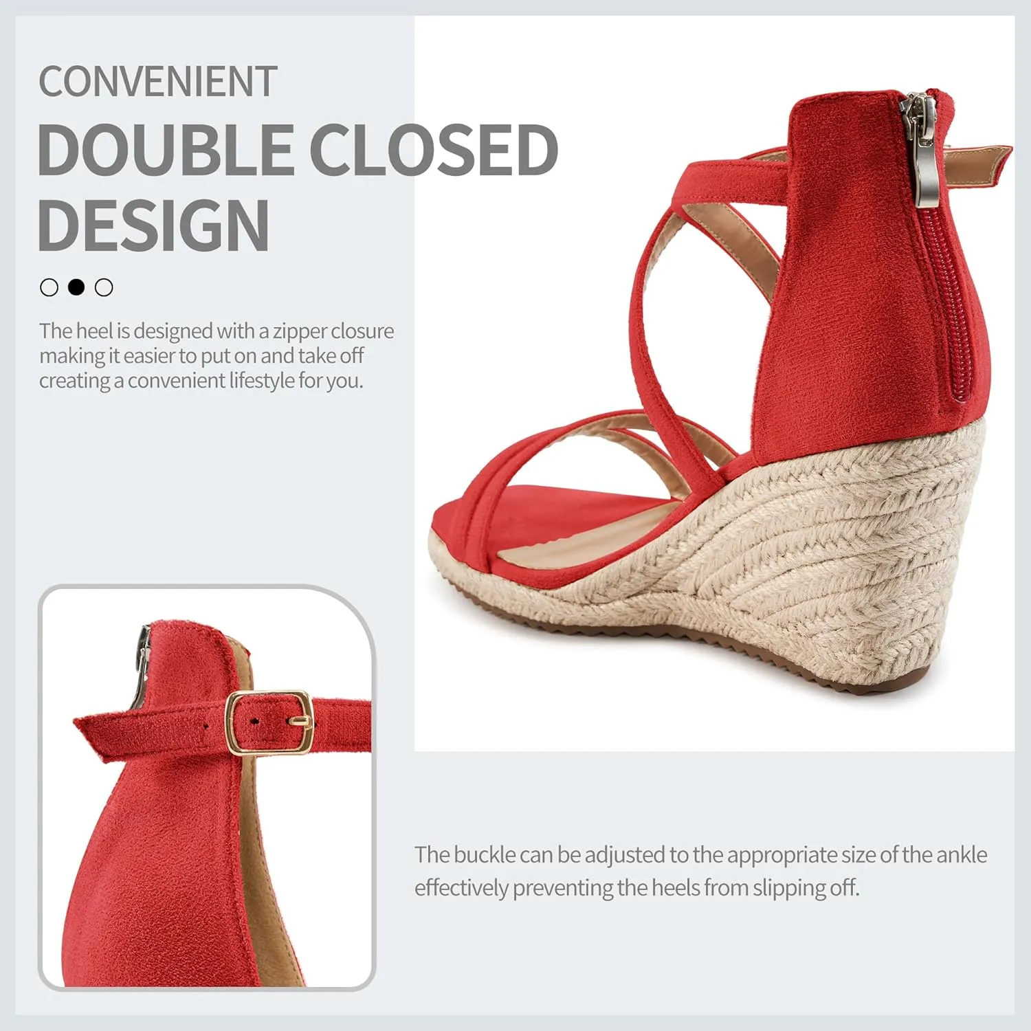 Aomigoct Wedge Sandals for Women Dressy - Suede Platform Wedges for Party - Fashion Ladies Open Toe Summer Espadrille Shoes