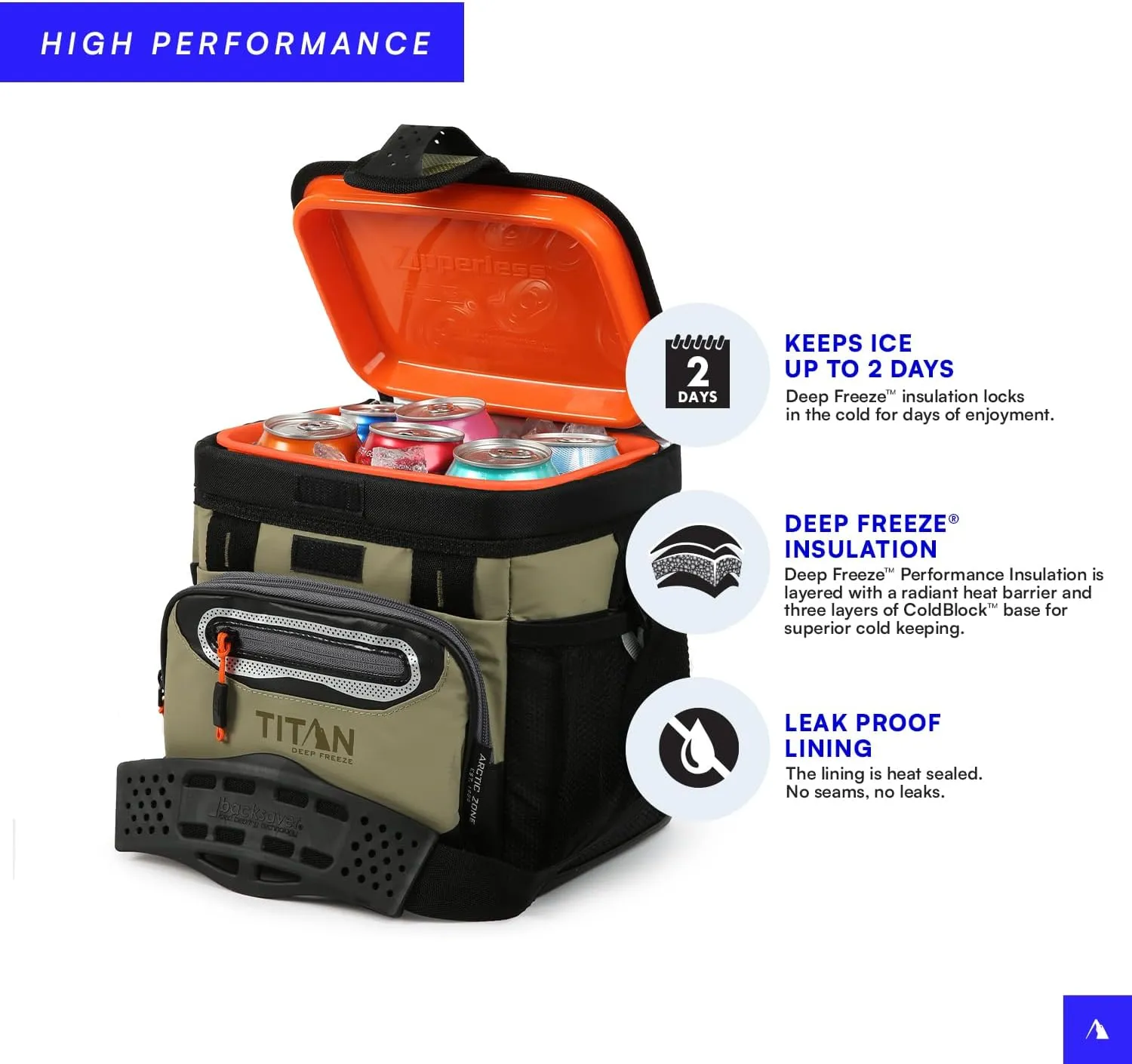 Arctic Zone Titan Deep Freeze Cooler - Zipperless Hardbody Cooler - Small & Large Capacity- Beach & Camping Cooler - Deep Freeze Insulation, HardBody Liner, and SmartShelf