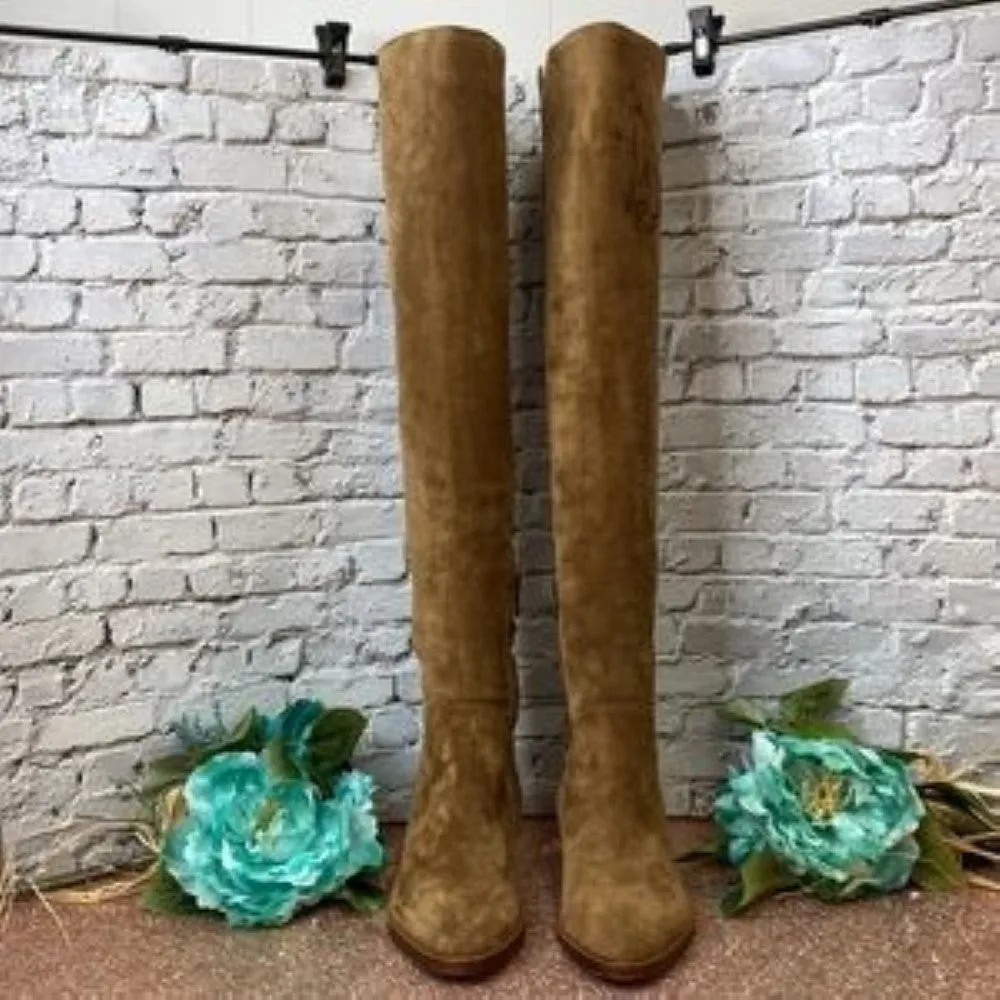 ASH Jess Russet Brown Suede Over-The-Knee Hidden Wedge Boot 36M