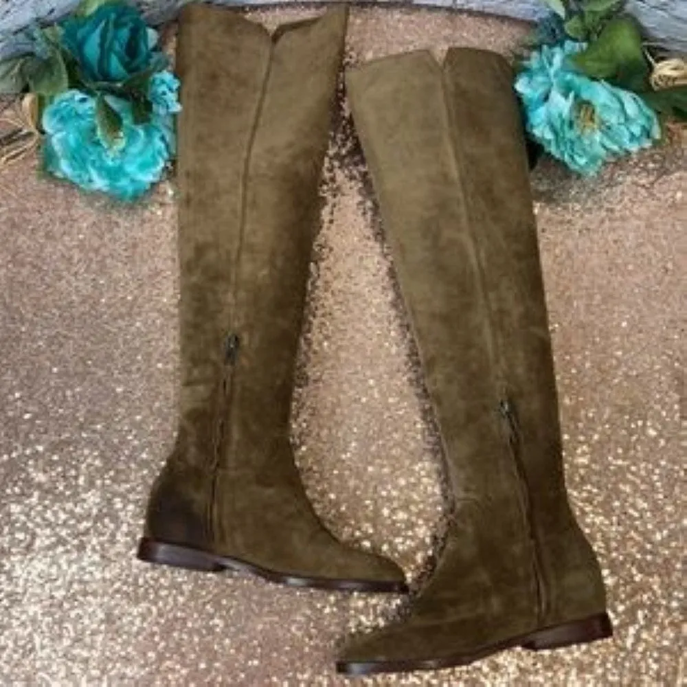 ASH Jess Russet Brown Suede Over-The-Knee Hidden Wedge Boot 36M