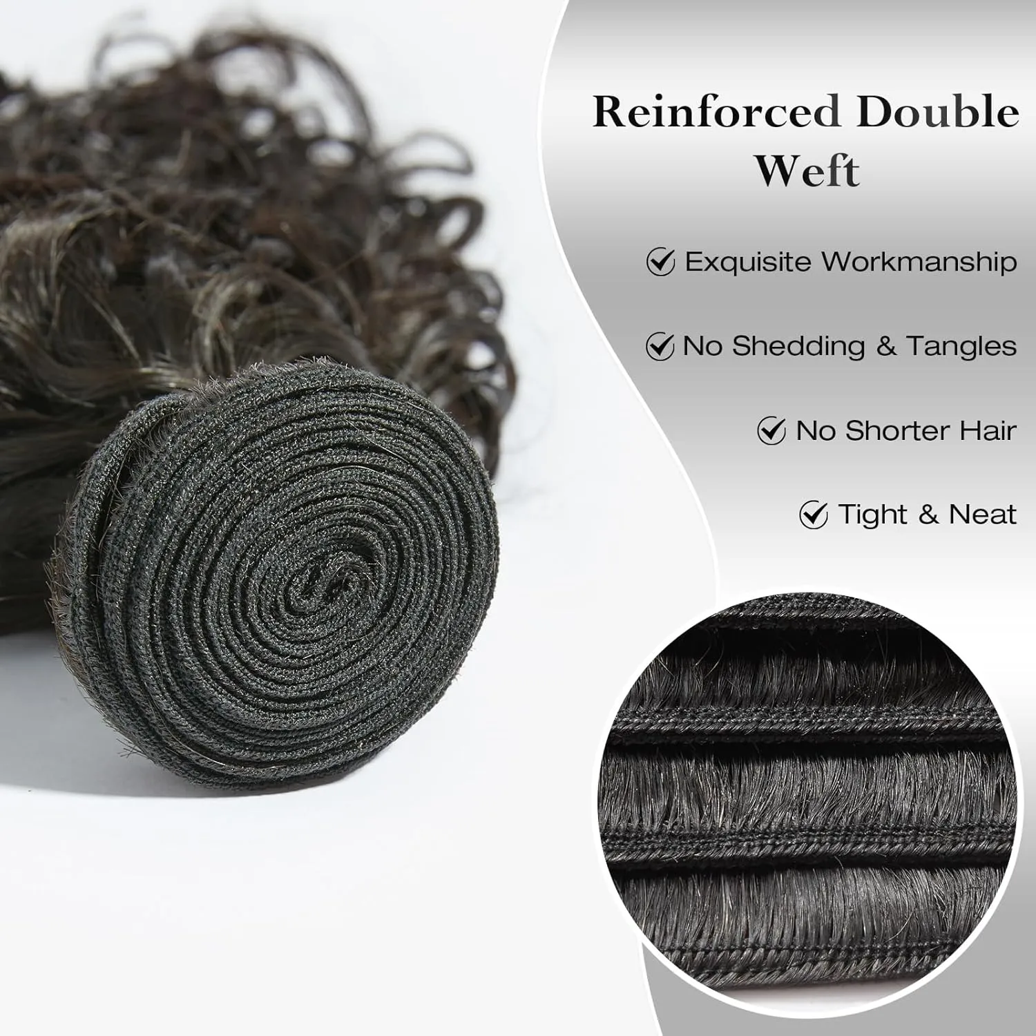 ASHINE Human Hair Bundle Deep Curly Water Wave, Unprocessed Cambodian Raw Hair 20 Inch, Flip Over Quick Weave Wet and Wave Bundles for Women Natural Black
