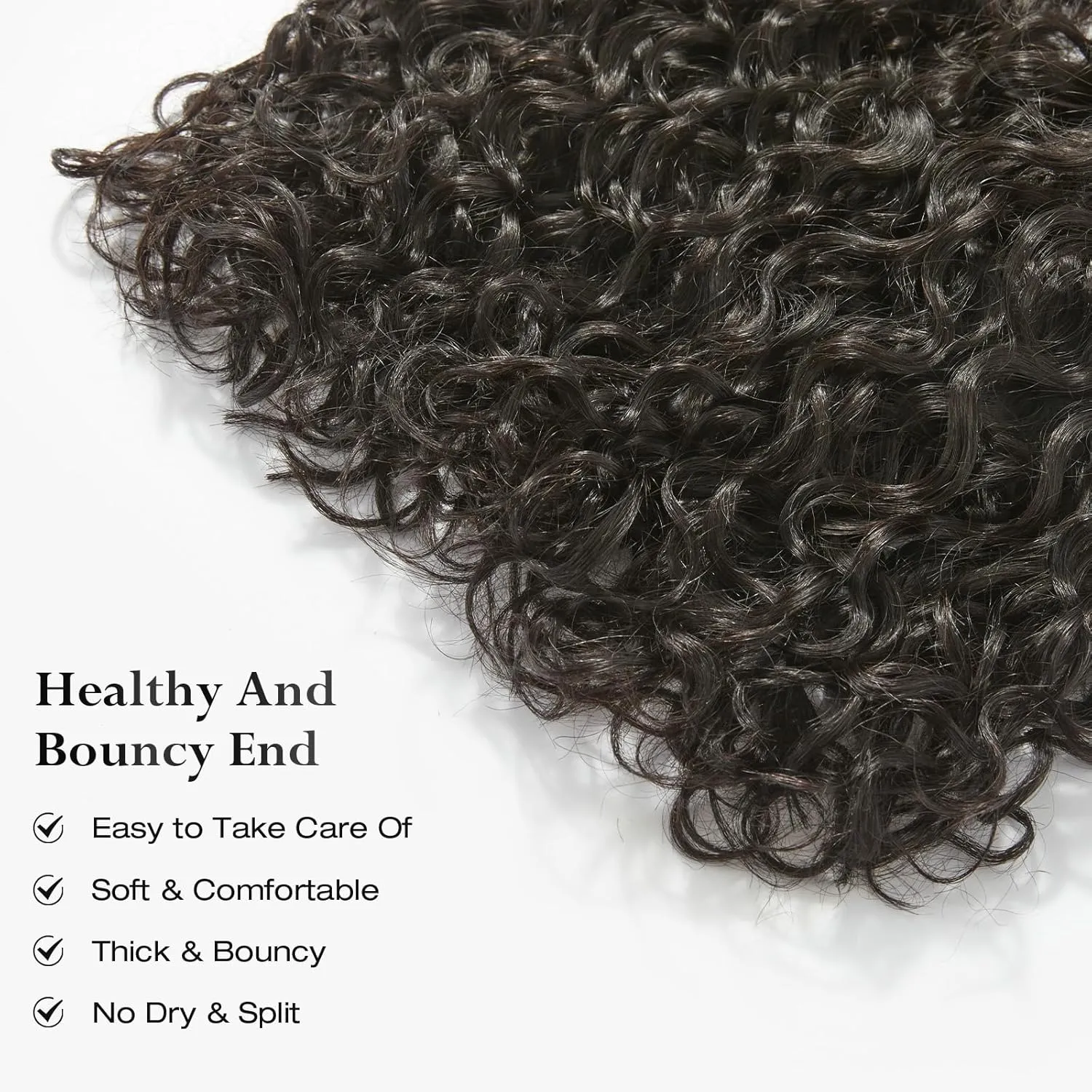 ASHINE Human Hair Bundle Deep Curly Water Wave, Unprocessed Cambodian Raw Hair 20 Inch, Flip Over Quick Weave Wet and Wave Bundles for Women Natural Black