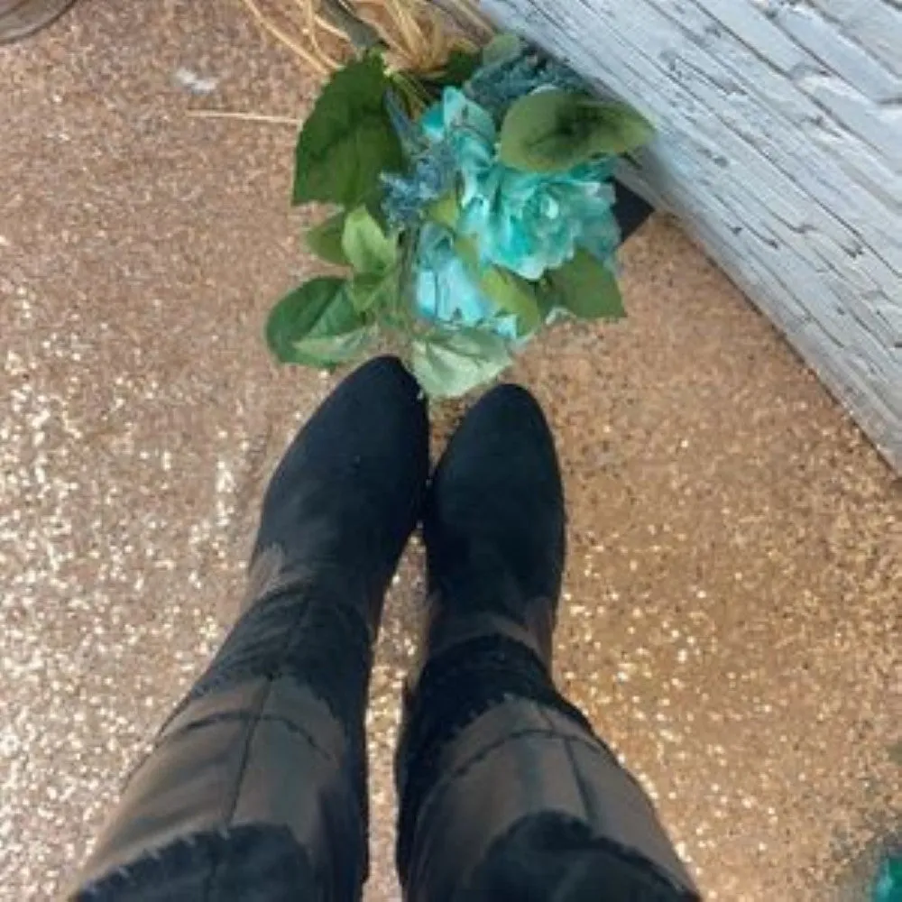 Bar lll Black Leather Naomi Patchwork Over-The-Knee Boots 9.5M