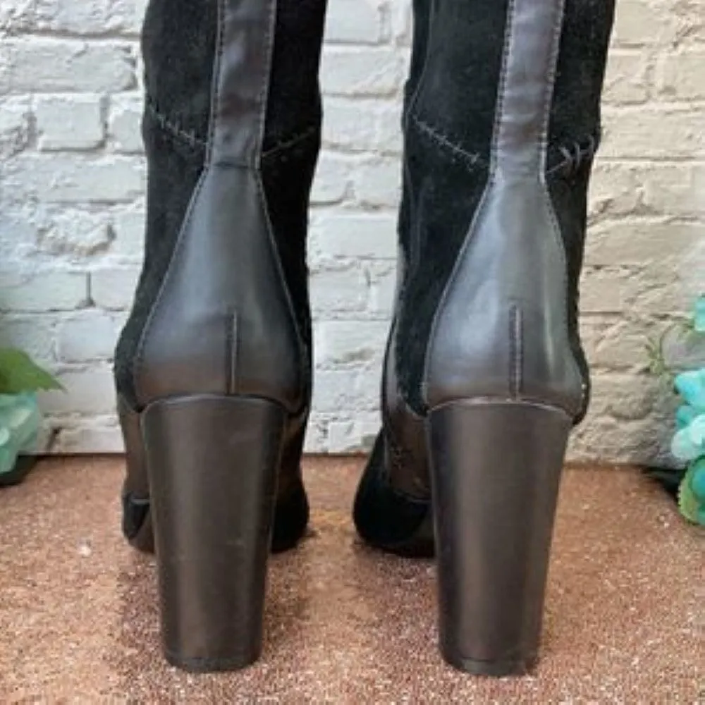 Bar lll Black Leather Naomi Patchwork Over-The-Knee Boots 9.5M