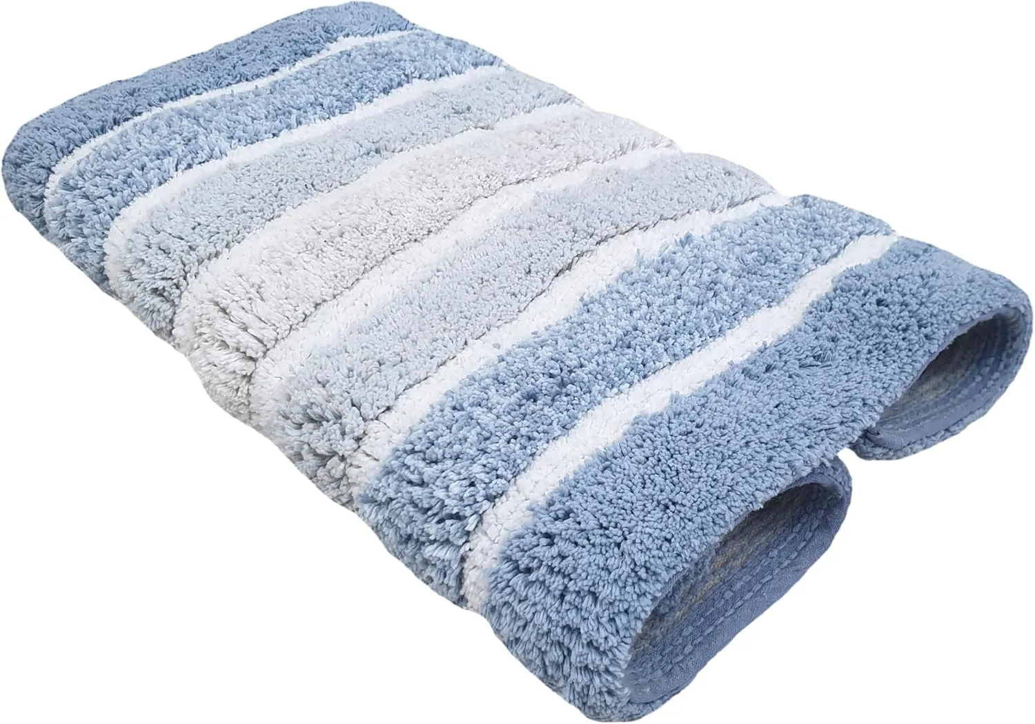 Bathroom Rugs Set 2 Piece Blue Alpine Stripe Reversible Cotton Bath Mats for Bathroom Floor |Quick Dry Bath Mat for Tub Spa Shower|Living Room Entry Way Door Mats |21x32 & 17x24 Inches